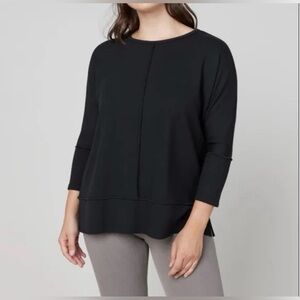 Spanx Perfect Length Dolman 3/4 Sleeve Pullover Top Sweatshirt Black Size Small